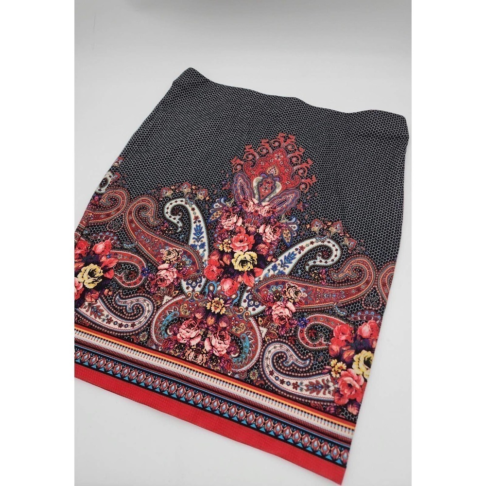 ECI New York Women's Stretchy Midi Skirt Geometric Floral 3X Summer - Picture 3 of 9